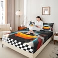 thumbnail image 4 of Homewish Racing Car Twin Sheet Sets 3pcs for Female Men Women,Geometric Plaid Grid Twin Fitted Sheet Microfiber,Extreme Sport Breathable Flat Sheet,Luxury Bedroom Decor, 4 of 7