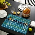 thumbnail image 3 of Blue Green Checkered Pattern Summer Placemats Table Placemats Set Of 6-Linen Kitchen Washable Placemats Table Mats 11.8"x17.7" Non-Slip Heat Resistant, 3 of 5