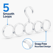 5-Hole Snag-Free Scarf Hanger Closet Organizer Clear for Scarves Belts Ties Bras by Dependable Industries