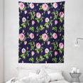 thumbnail image 1 of Navy and Blush Tapestry, Vintage Roses and Buds Romantic Feminine Floral Pattern Old Fashioned, Wall Hanging for Bedroom Living Room Dorm Decor, 60W X 80L Inches, Indigo Green Pink, by Ambesonne, 1 of 2
