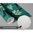 thumbnail image 6 of S4Sassy Lily Flower Wallpaper - Green Wall Covering, 25" x 120" Self-Adhesive Textured Vinyl Wall Paper, Decorative Walls Wrap, Easy DIY Walls Covering For Bedroom, Living Room, Living Space, 6 of 9