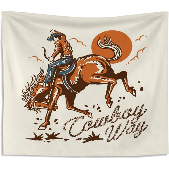 AIR-Vintage Western Cowboy Tapestry Wall Hanging, Western Tapestry for Bedroom, Horse Tapestry, Country Tapestry, Western Wall Decor, Cowboy Way, 50x60 Inch