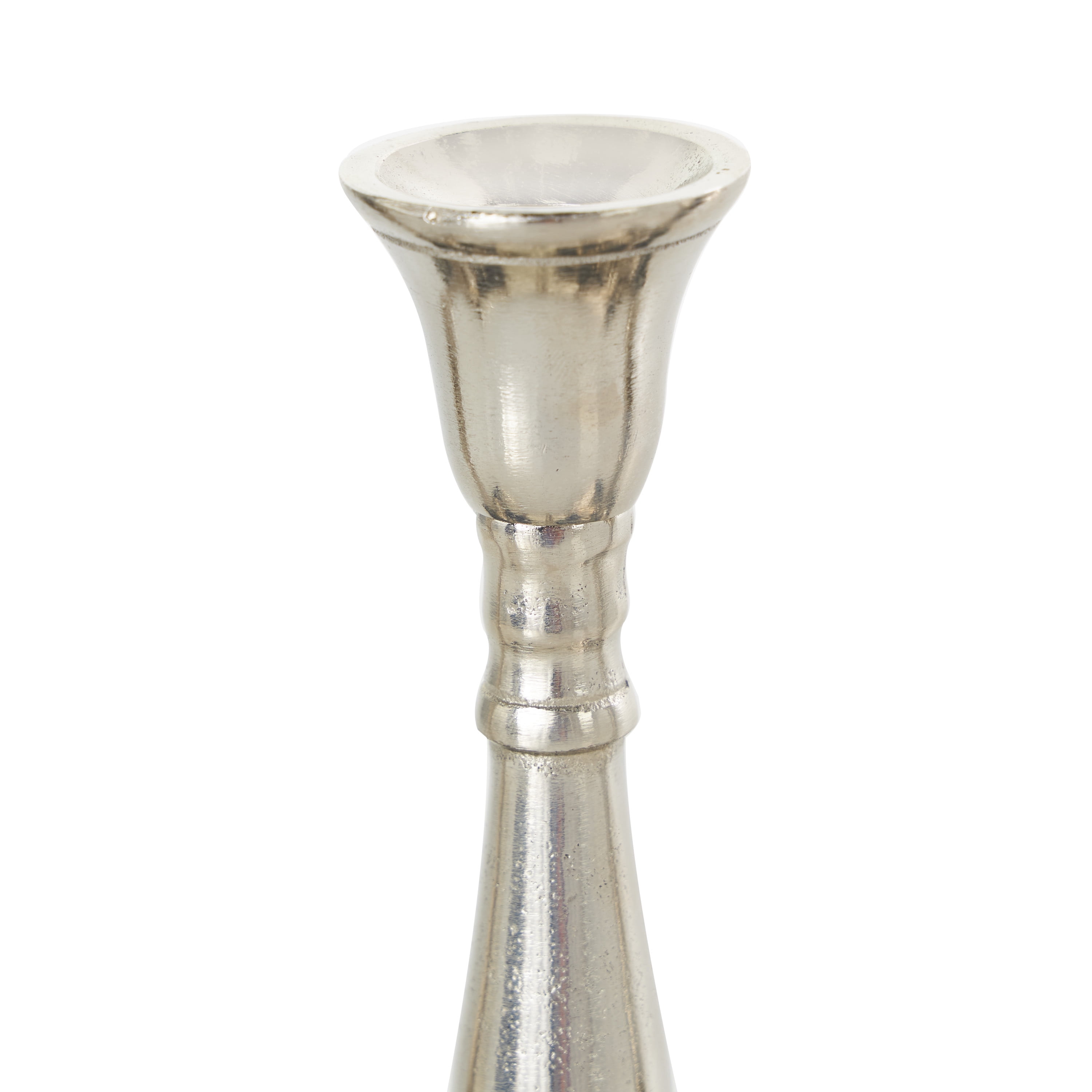 DecMode 3 Holder Silver Aluminum Candelabra with Candle Plate
