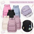 thumbnail image 3 of Lightweight Backpack Student Backpack 17.3 Inch Faux Leather Travel Backpack Organized Pockets for Daily School Travel and Back to School Season, 3 of 6