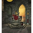 thumbnail image 3 of Gothic Duvet Cover Set, Altar Table in Castle Baroque Era Inspired Alchemy Wizard Design, Decorative 3 Piece Bedding Set with 2 Pillow Shams, Queen Size, Reseda Green Mustard, by Ambesonne, 3 of 3