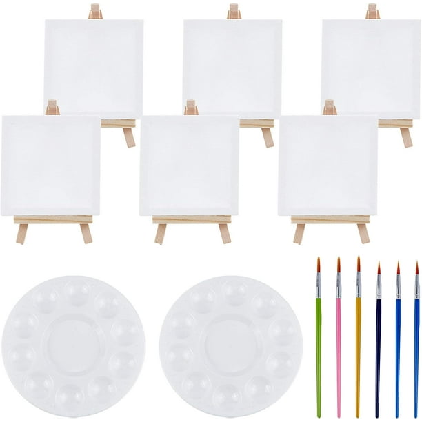 Kit de pintura al óleo y acuarela de 14 piezas (3 tipos diferentes): 6 caballetes de madera, 6 pinceles y 2 paletas. Incluye 6 caballetes de madera, 6 pinceles y 6 pinceles.
