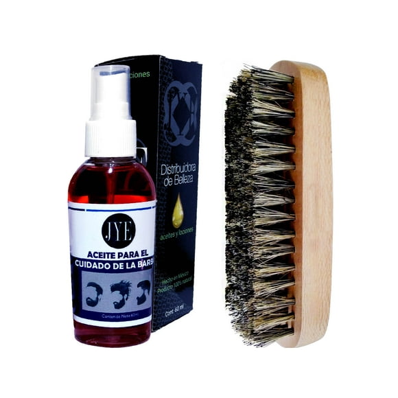Kit de Aceite JYE para el Cuidado de la Barba Incluye Cepillo de Madera Natural