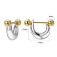 thumbnail image 4 of Airokiy Silver Chunky Stud Earrings for Women, Trendy Gold Plated Hypoallergenic Half Hoop Huggie Earrings, 4 of 6