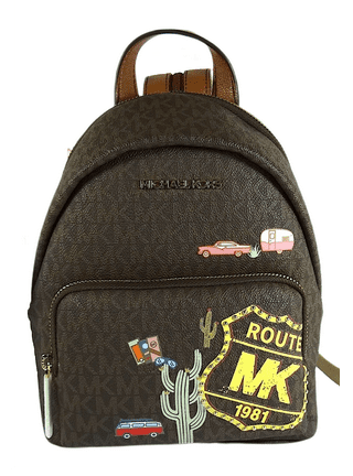 Michael Kors Maisie Xs 2 in 1 Backpack + Pouch Jacquard Logo Mk Leather Black