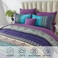 thumbnail image 2 of Boho Comforter Set California King Size 8 Piece Bed in a Bag Bohemian Striped Bedding Quilt Set Aqua Paisley Floral Comforter and Sheet Set,Soft Microfiber Complete Bedding Sets for All Season, 2 of 7