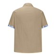 thumbnail image 4 of Brnmxoke Linen Hawaiian Shirts for Men Printed Short Sleeve Hawaiian Tees Button Down Casual Collared Beach Tops Khaki,L, 4 of 5