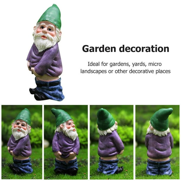 Adornos de duende en miniatura para exteriores, estatua de gnomo enano de micropaisaje de hadas de jardín