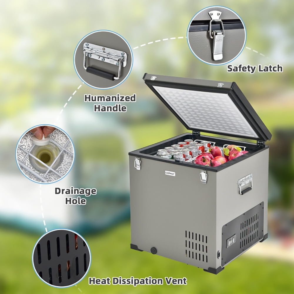 Aimee Lii 68 Quart Portable Car Refrigerator with DC and AC Adapter, Travel Cooler, Gray Aimee Lii 68 Quart Portable Car Refrigerator with DC and AC Adapter, Travel Cooler, Gray