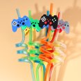 thumbnail image 2 of Controlador de juego reutilizable de 8 piezas y 26cm, Pajita helicoidal de plástico, consola de juegos de paja, decoración de fiesta de cumpleaños para niños（navy blue 8pcs4, 2 of 5