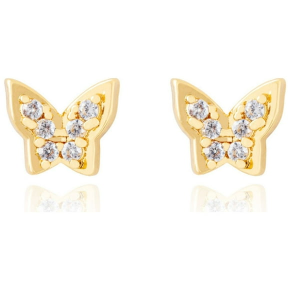 Arete broquel dorado mujer CYRA mariposa circonias