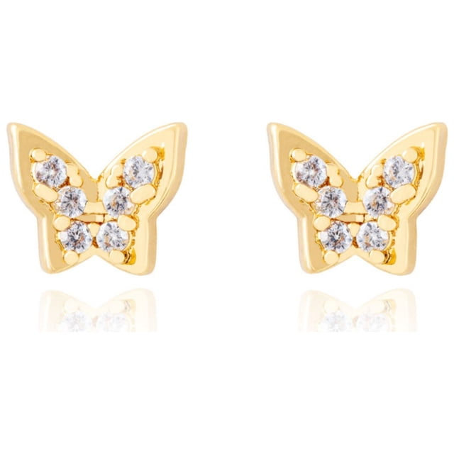 Arete broquel dorado mujer CYRA mariposa circonias