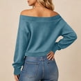 thumbnail image 5 of SSZMDLB Women Off Shoulder Long Sleeve Sweater Casual Loose Fit Comfy Basic Tops For Party Daily Wear Fall Winter, Light Blue M, 5 of 6