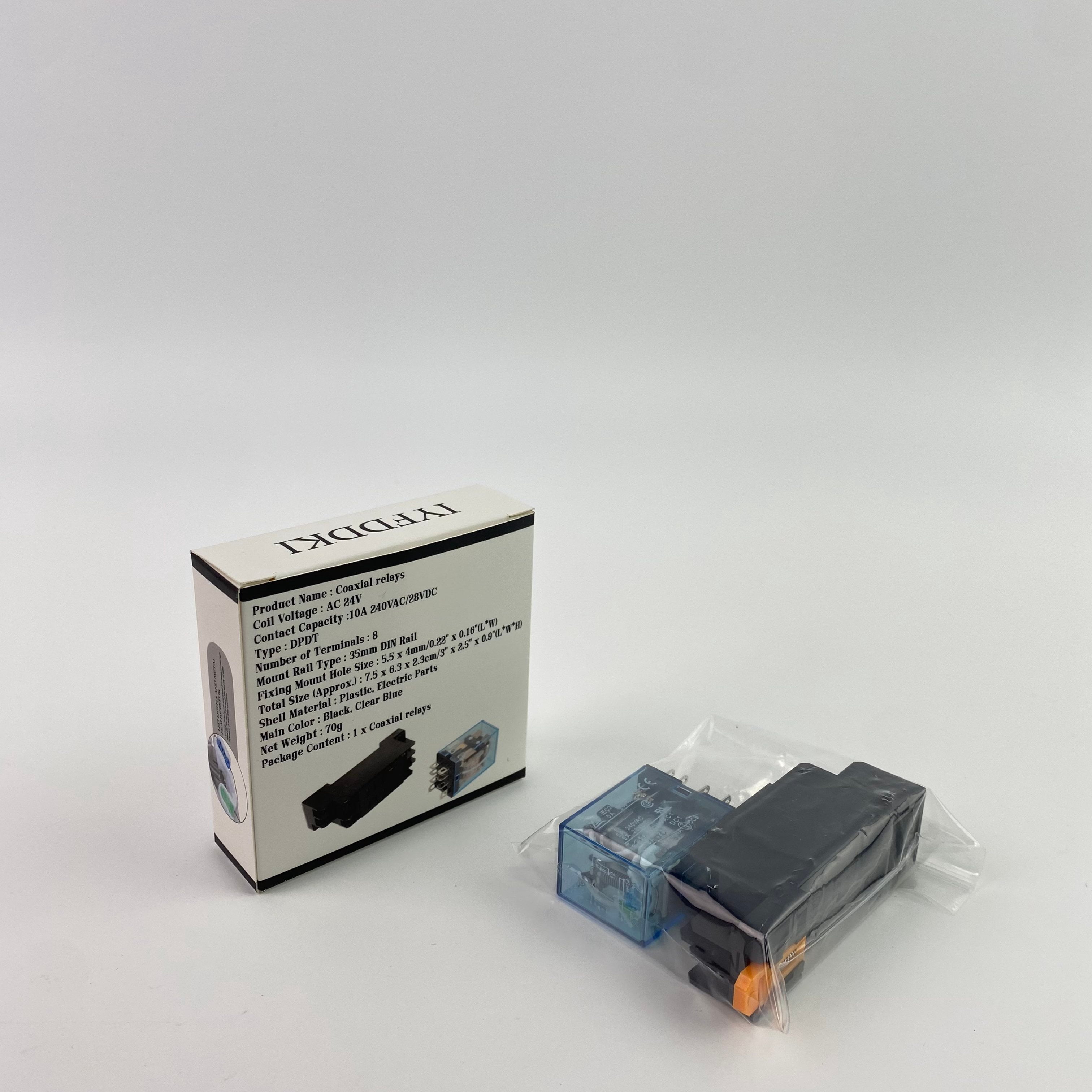 IYFDDKI Coaxial relays, electric,35mm DIN Rail DPDT 8P General Purpose Power Relay AC 24V Coil W Socket