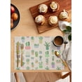 thumbnail image 2 of Summer Green Plants Succulent Cactus Vase Placemats Set of 4,Wipeable Washable Table Mats for Dining Tables,Vintage Cotton Linen Back Place Mats for Kitchen Event Party Tabletop Decor, 2 of 7