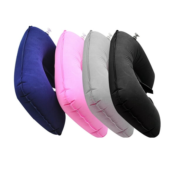4pcs Inflatable Travel Pillow Comfortable Neck Support Pillow U Shape Plush Nack Pillow(Random Color)