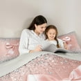 thumbnail image 4 of Feelyou Fashion Pink Bow Bedding Comforter Set 7-Piece, Sequin Print King Bedding Sets, Princess Style Bed Sheets, Microfiber Bedroom Decorative, 4 of 7
