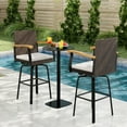 thumbnail image 4 of Gymax 4 PCS Outdoor Rattan 360 degree Swivel Bar Stool w/ Removable Cushion Footrests, 4 of 10
