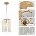 thumbnail image 4 of Luxury 3-Pack Crystal Pendant Lights, Elegant Golden Finish Chandelier with Waterfall Bead Design (No Bulbs), 4 of 10