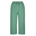 thumbnail image 4 of Maean Women's Capri Pants Loose High Waisted Wide Leg Lounge Pants Drawstring Causal Trousers with Pockets, 4 of 5