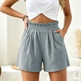 thumbnail image 6 of Zulora Women's Solid Color Shorts With Ruffled Waist And Pockets High Waisted Casual Elastic Waist Summer Beach Daily Shorts​, 6 of 7