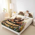 thumbnail image 3 of jejeloiu Rustic Highland Cow Floral Queen Sheet Sets Kids,Country Farm Print Bed Set,4-Piece, 3 of 6