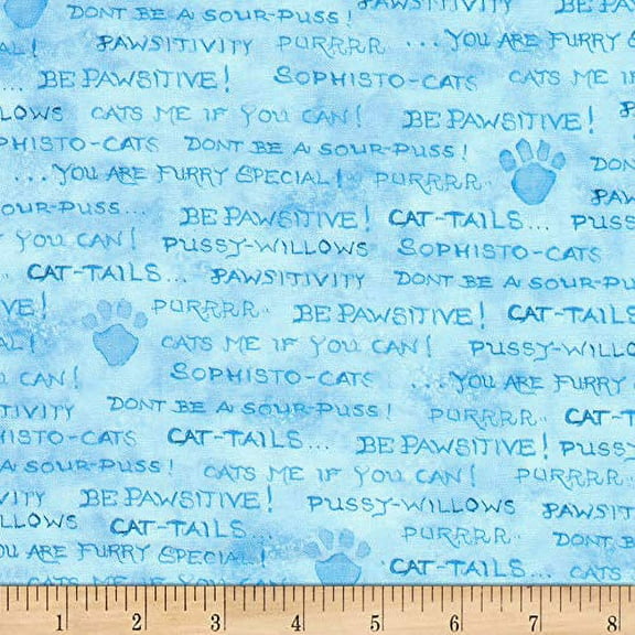 Robert Kaufman Be Pawsitive Blue Fabric by the Yard