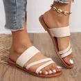 thumbnail image 4 of 2024 Summer Flat Heel Sandals for Women Casual Plus Size Beach Slippers Woman Pu   andal, 4 of 7