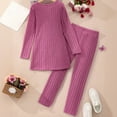 thumbnail image 6 of CUZIBR Girls Holiday Outfits Knitted Ribbed Long Sleeve Crewneck Sweater Dress And Slim Fit Pants Teens Solid Color Casual Comfortable Two Piece Set Jogging Sets,Hot Pink,9-10 Years, 6 of 9