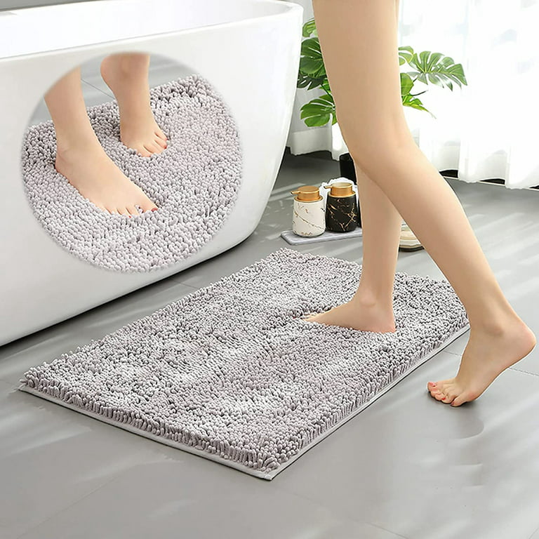 Durable Chenille Water Absorbent Door Mat, 32 x 20 Inch Machine Washable  Drying Entryway Rug Soft Doormat for Garage, Mudroom, Patio, Grey and Shoes  & Dog Paws 