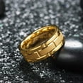 thumbnail image 2 of Wedding Rings for Men. 8mm Yellow Gold Brick Pattern Tungsten Wedding Band, 2 of 7