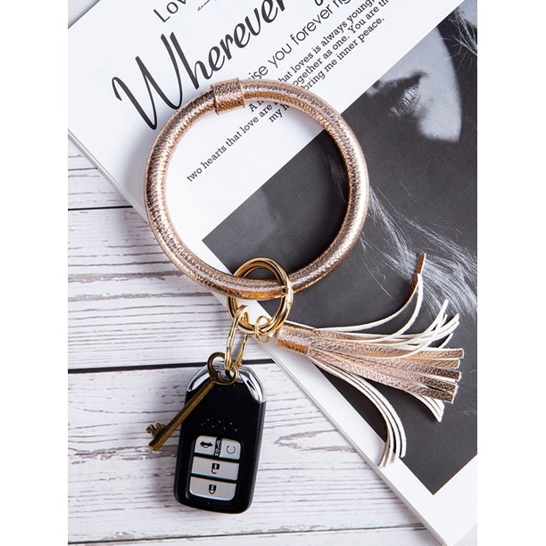 NK NK Tassel Ring Circle Key Ring KeychainWristlet Leather Bracelet