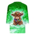 thumbnail image 5 of Women Christmas Highland Cow Shirt Cute Animal Graphic Farm Pullover Country Western Casual 3/4 Sleeve Shirts Tops, 5 of 5