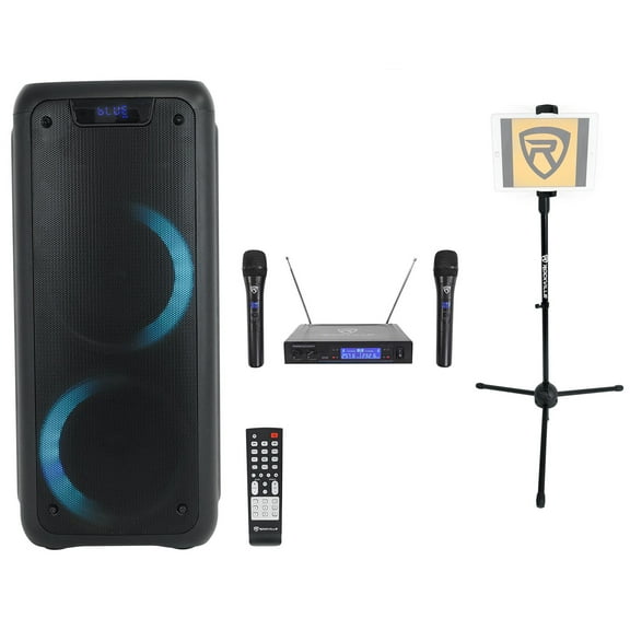 Rockville ROCK PARTY Dual 6.5" Karaoke Machine System Wireless Mics Tablet Stand