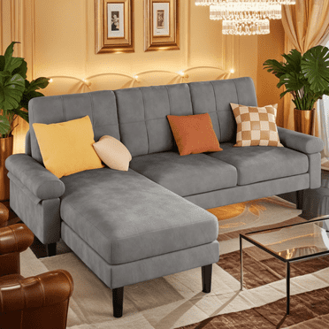 Lofka 82" Convertible Couch and Sofa , L-Shaped Sectional Sofa Bed for Living Room|Apartment|Small Spaces, Dark Gray