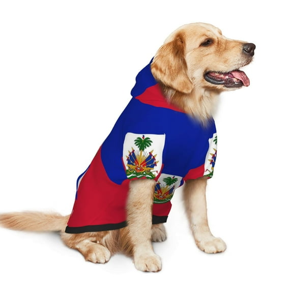 Dog Hoodie Pet Clothes Haitian Flag Pattern Sweater Sweatshirts Pullover Coat for Large Medium Dogs Small