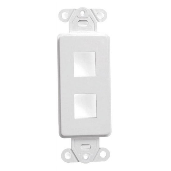 White 2-Port Keystone Jack Wall Plate Insert HDMI  RJ45 Cat 6, Ethernet, RG6 Coax, Banana Plug