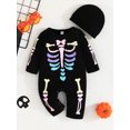 thumbnail image 2 of ZINTAOZT Newborn Baby Boy Halloween Outfits Skeleton Skull Romper with Hat Long Sleeve Jumpsuit Playsuit 0-18M, 2 of 8