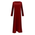thumbnail image 4 of JBXKXYW Casual Dresses For Women Women'S Muslim Abaya Long Sleeve Arab Dubai Abaya Modern Middle Prayer Belt Eid Long Dress Womens Dresses (Wine Red,XL), 4 of 5