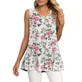 thumbnail image 2 of Playeras,Blusas y Tops,Ropa para Mujer Damas Camisetas Camiseta sin mangas de gasa con cuello en V sin mangas para mujer (Pink, XXL), 2 of 7