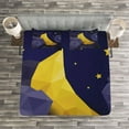 thumbnail image 3 of Ambesonne Geometric Quilted Bedspread Set 3 Pcs, Triangle Night Sky, Queen Size, Navy Blue Yellow, 3 of 3