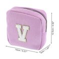 thumbnail image 2 of Unique Bargains 1 Pc Letter V Pattern Makeup Bag for Travel Pink Purple Corduroy, 2 of 6