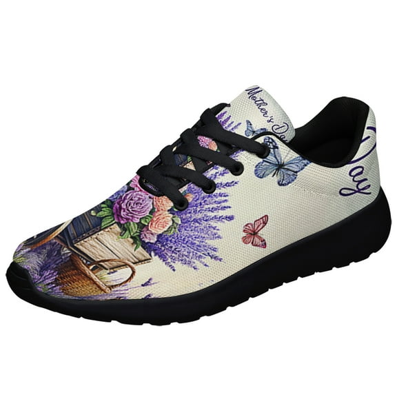 Happy Mother's Day Floral Mom Flower Shoes Sneakers Black Size 3.5