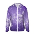 thumbnail image 1 of KLL Veste à Capuche Extérieure Protection Solaire UPF 50+ pour Hommes et Femmes Imprimé Ciel Blanc Violet Manches Longues Pêche Randonnée Performance-Petit, 1 of 7