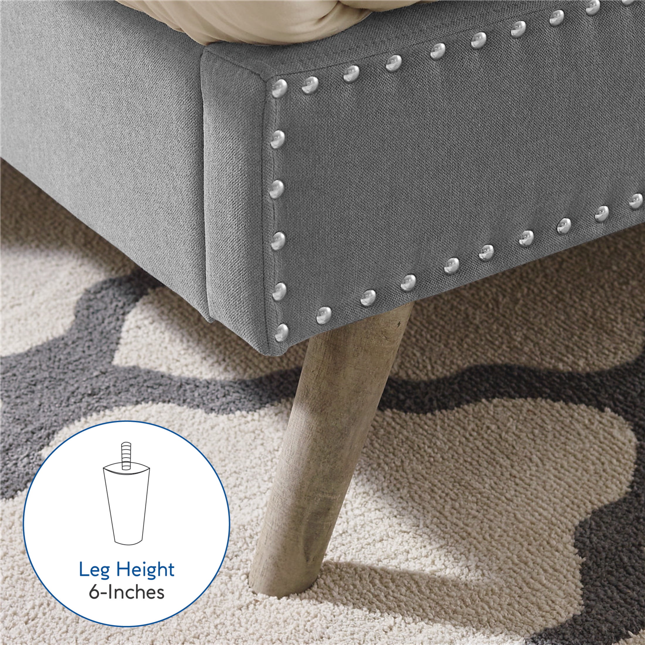 DeCoro Austin Diamond Tufted Upholstered Platform Bed | Headboard and Wood Frame with Wood Slat Support, King, Peyton Slate