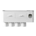 thumbnail image 1 of GUOOL Porte-brosse à Dents Mural Multifonction Distributeur Automatique de Dentifrice 4 Tasses Gris, 1 of 9